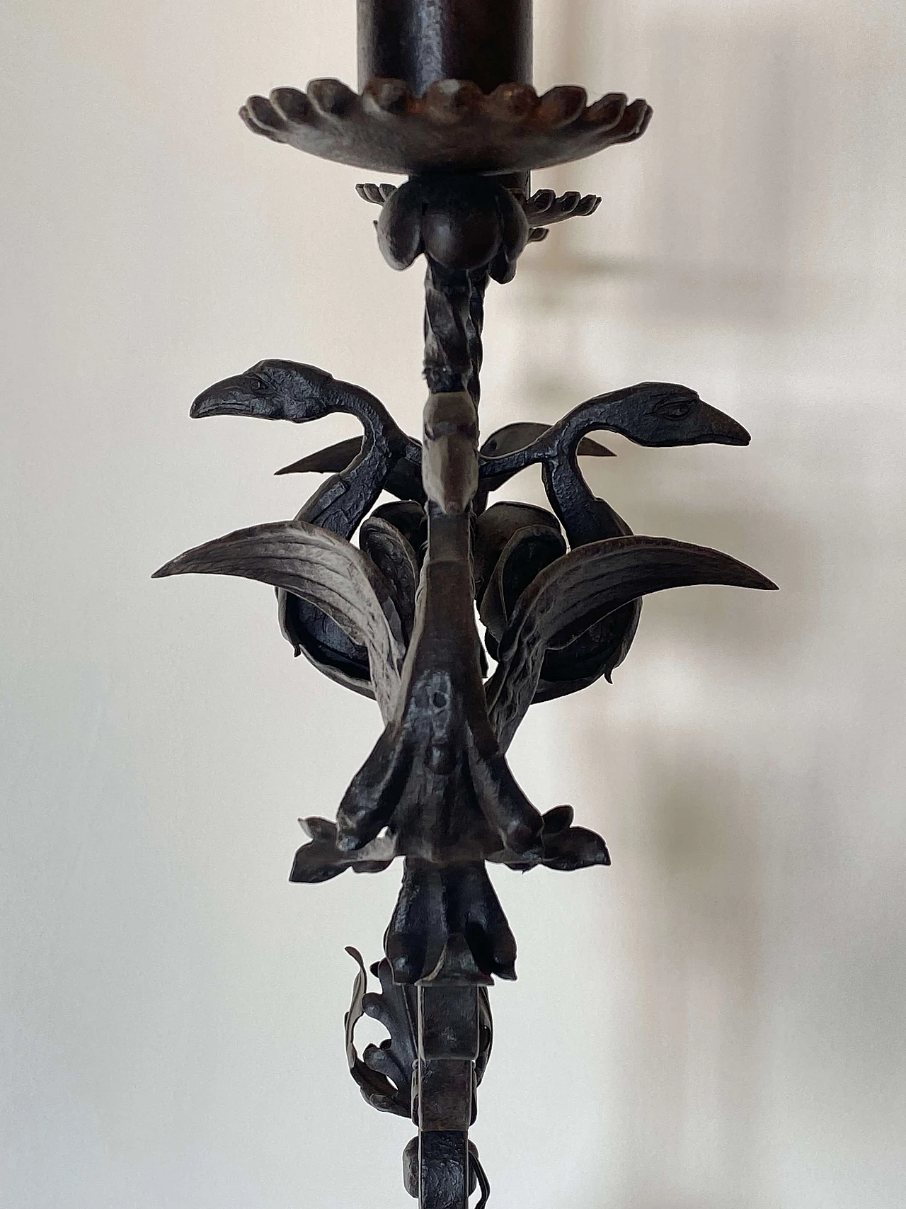 Wrought iron floor candle holder, early 20th century 9