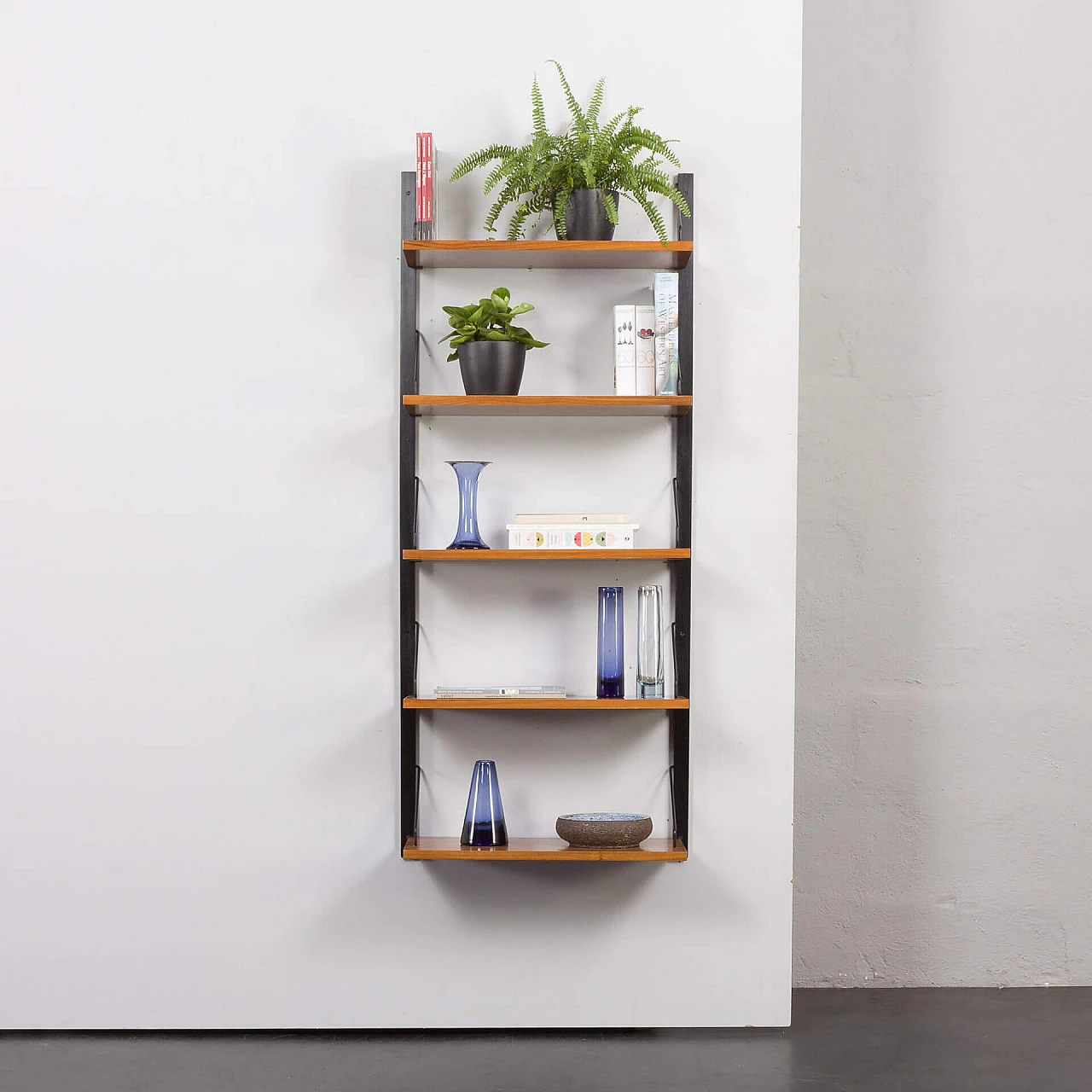 Black solid wood and walnut bookcase by Poul Cadovius, 1960s 1