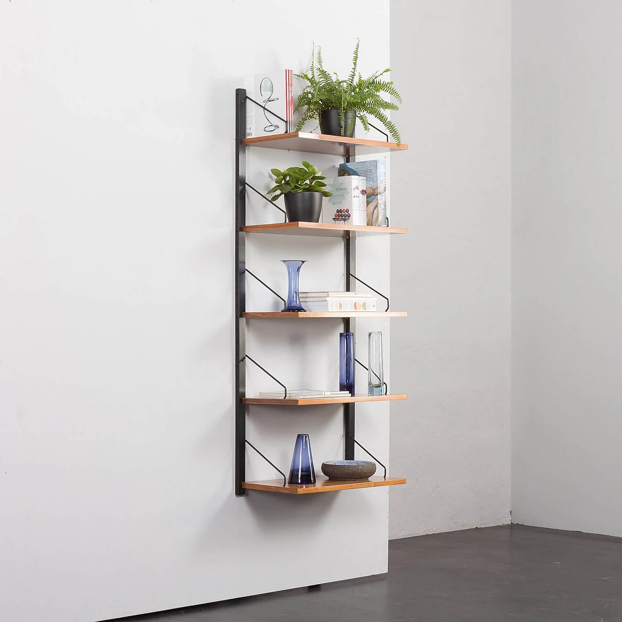 Black solid wood and walnut bookcase by Poul Cadovius, 1960s 2