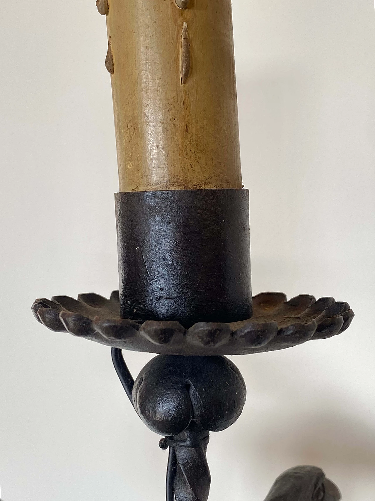 Wrought iron floor candle holder, early 20th century 11