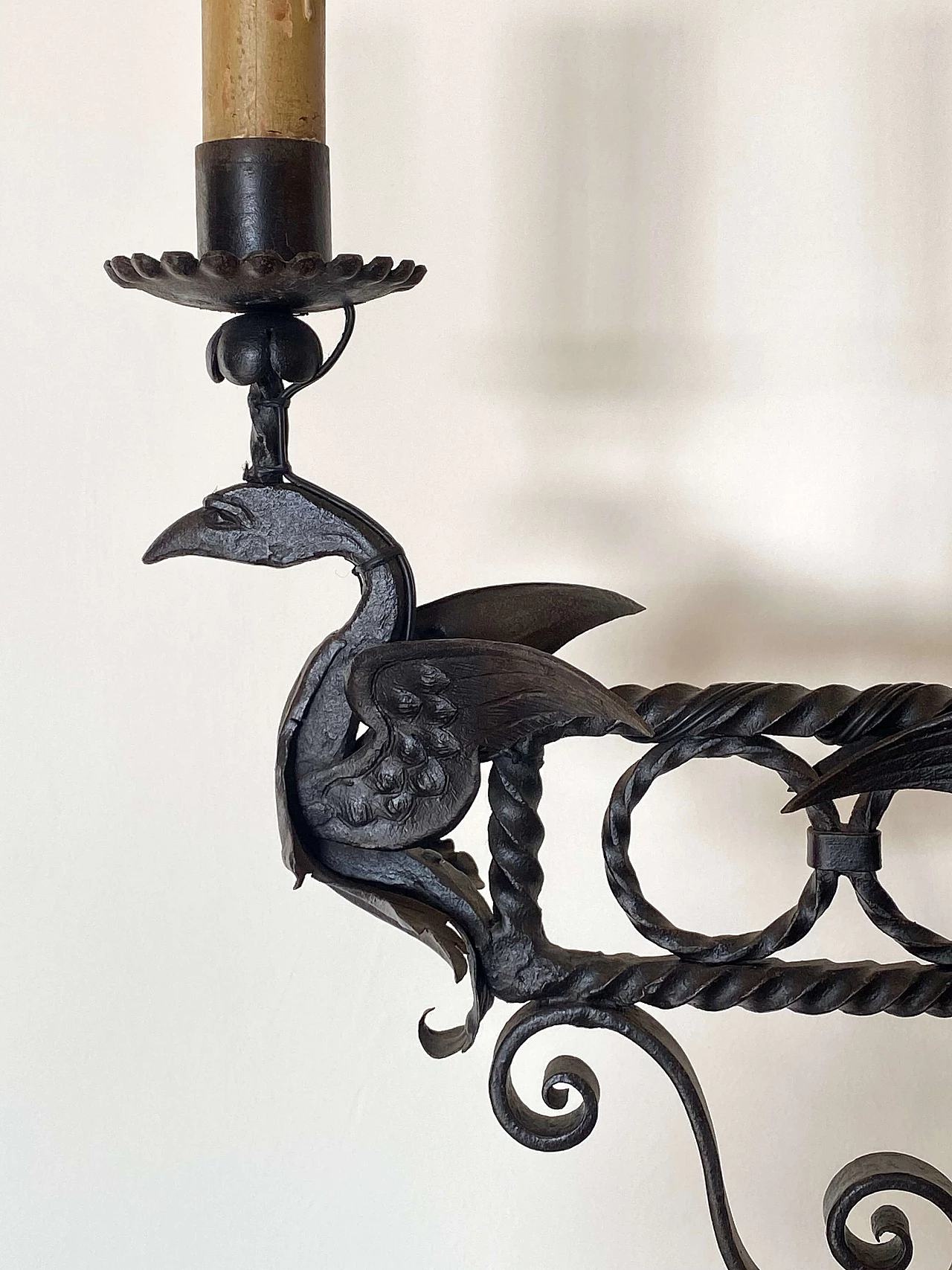 Wrought iron floor candle holder, early 20th century 15