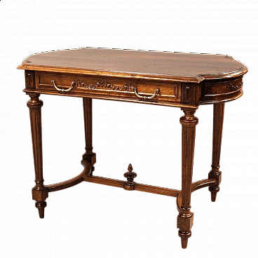 Solid walnut writing desk with drawer, late 19th century