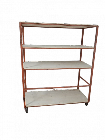 Iron potter's cart with fir shelves, 1970s