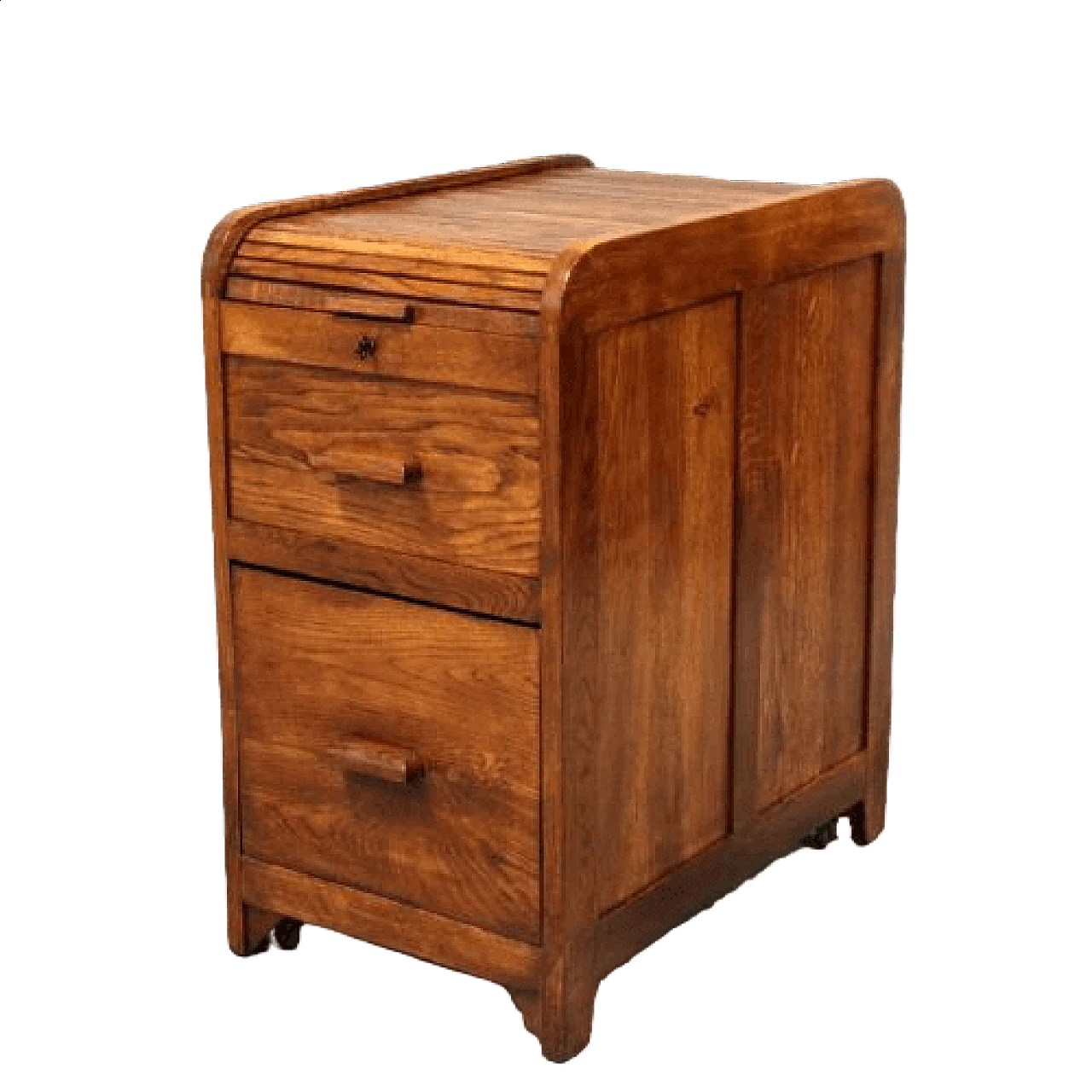 Oak filing cabinet with shutter and drawers, early 20th century 11