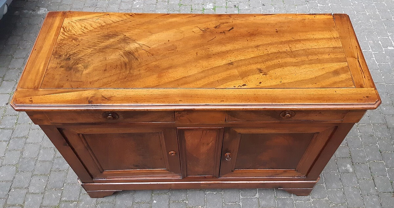 Credenza Luigi Filippo francese in piuma di noce, '800 1