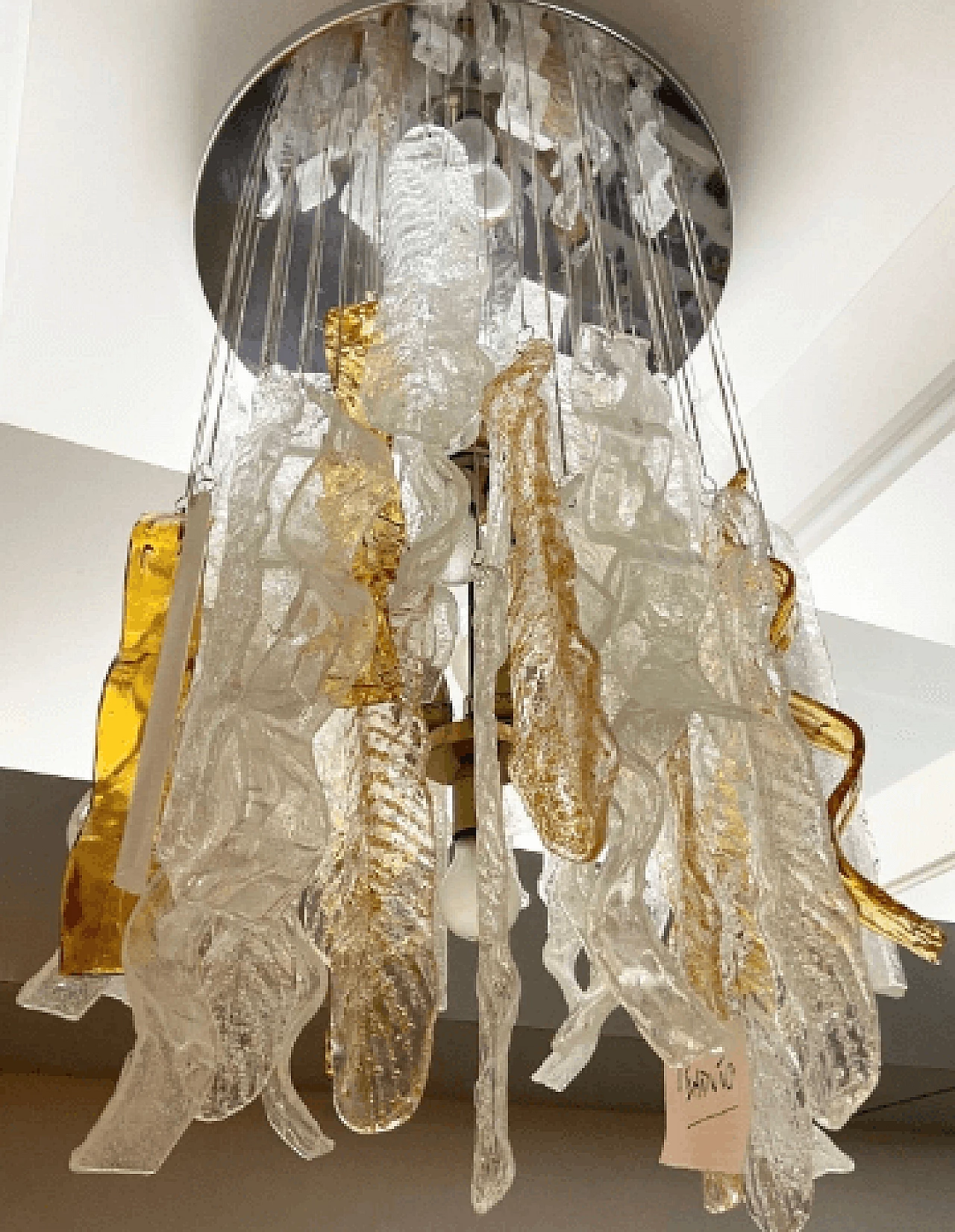 Lampadario a cascata in vetro di Murano e metallo di Mazzega, anni '70 1