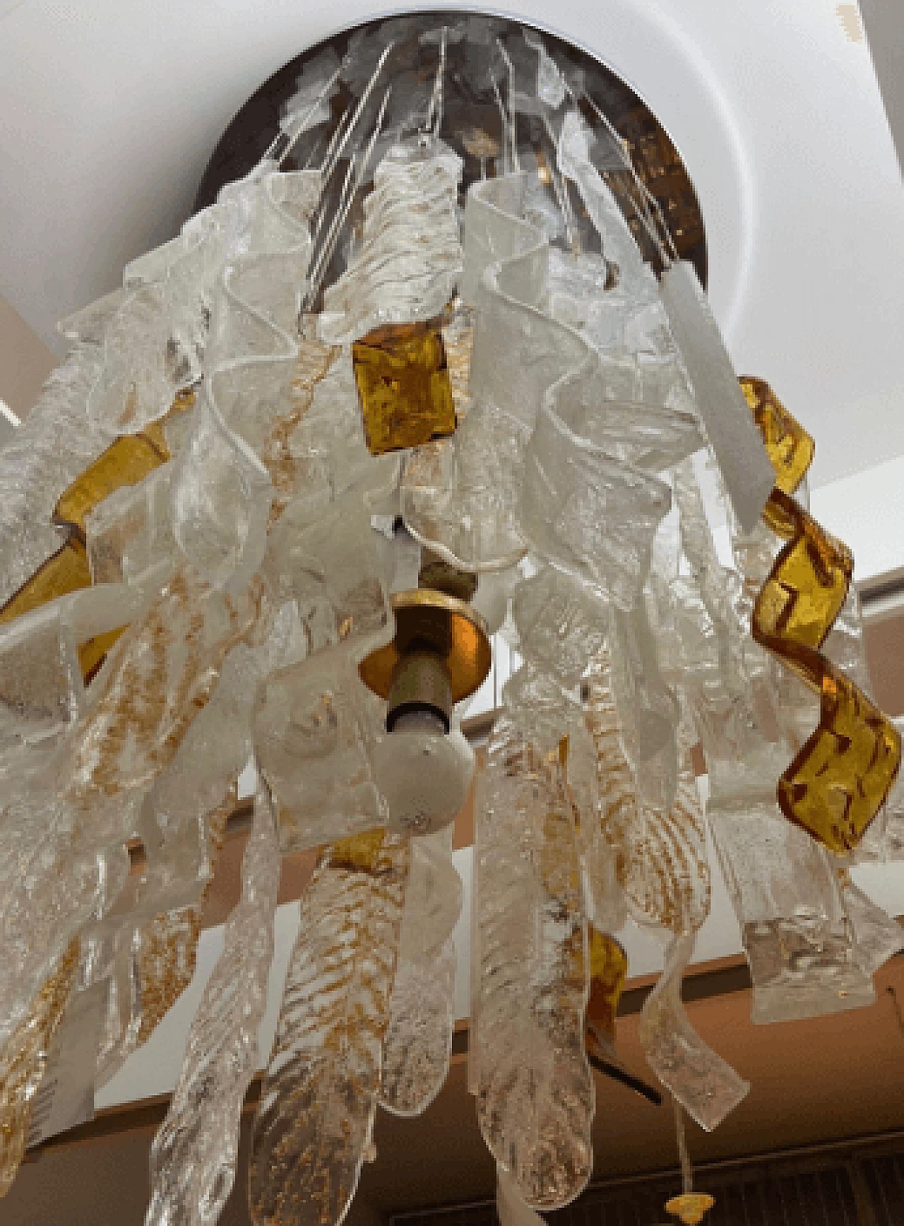 Murano glass and metal cascade chandelier by Mazzega, 1970s 2
