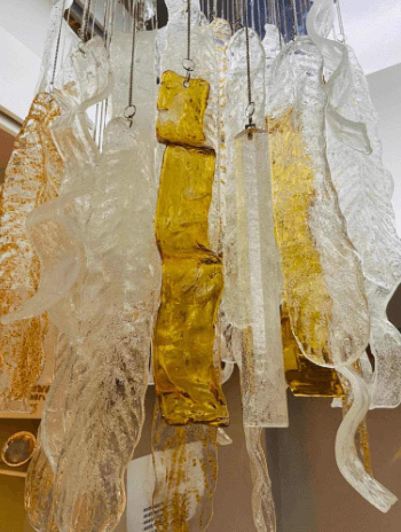 Lampadario a cascata in vetro di Murano e metallo di Mazzega, anni '70 3