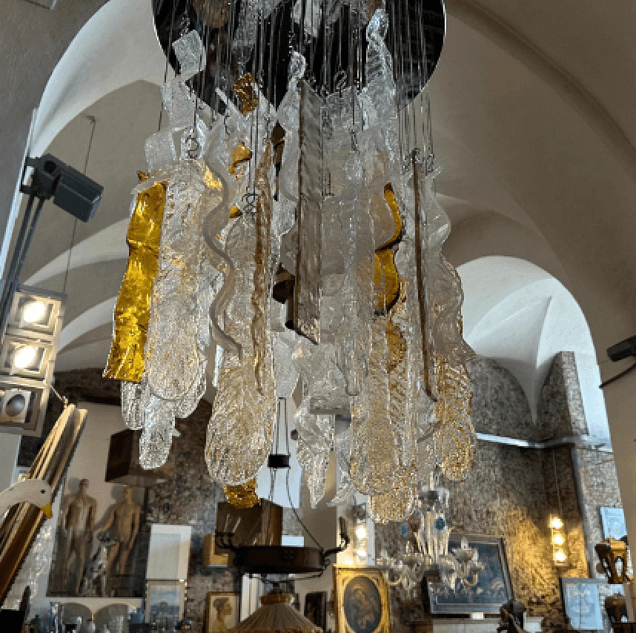 Murano glass and metal cascade chandelier by Mazzega, 1970s 8