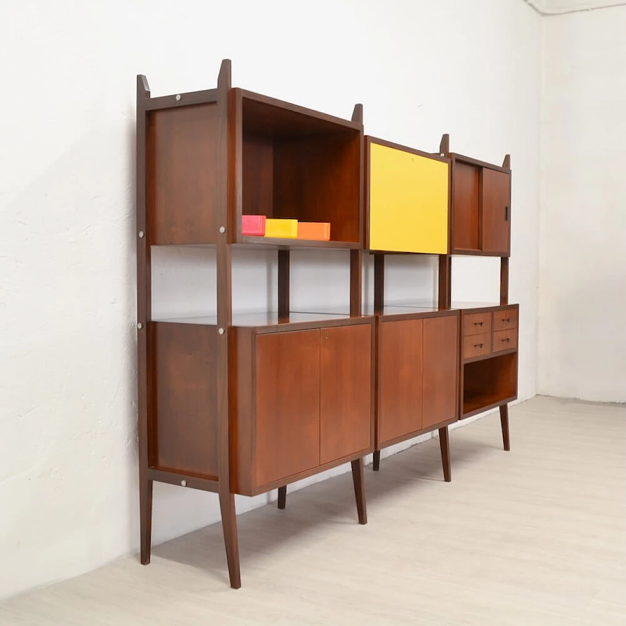 Three-module wooden bookcase, 1950s 6