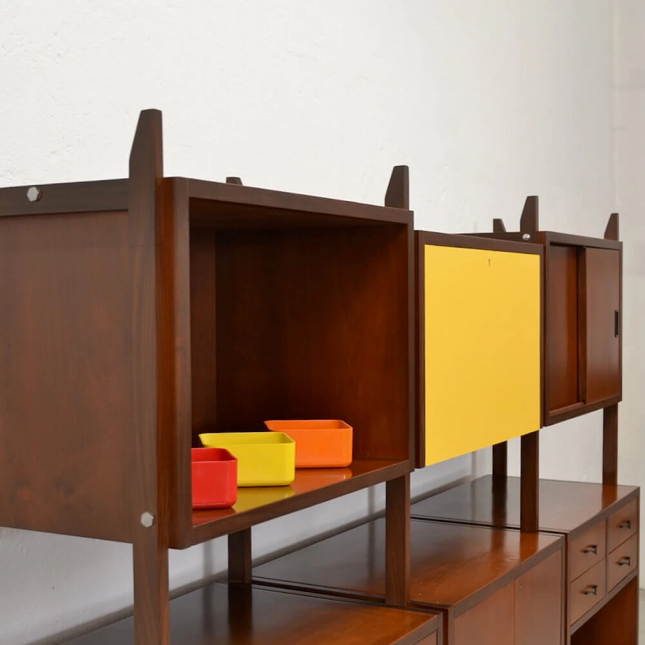 Three-module wooden bookcase, 1950s 7
