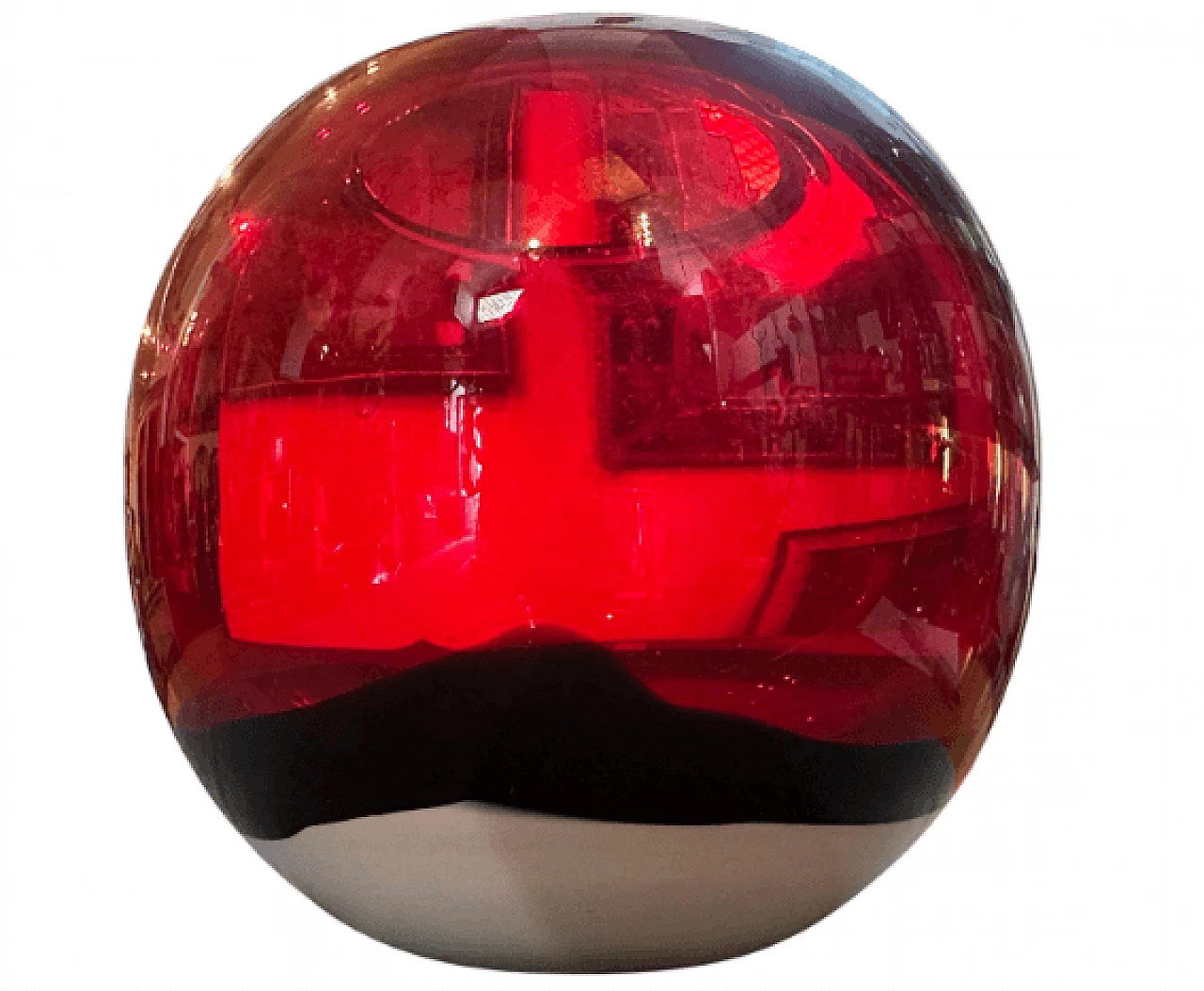 Spherical red, white and black Murano glass vase, 1990s 1
