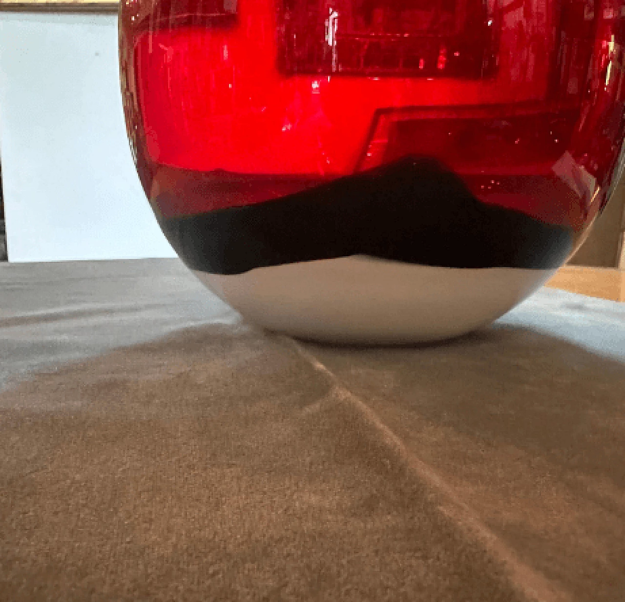 Spherical red, white and black Murano glass vase, 1990s 3