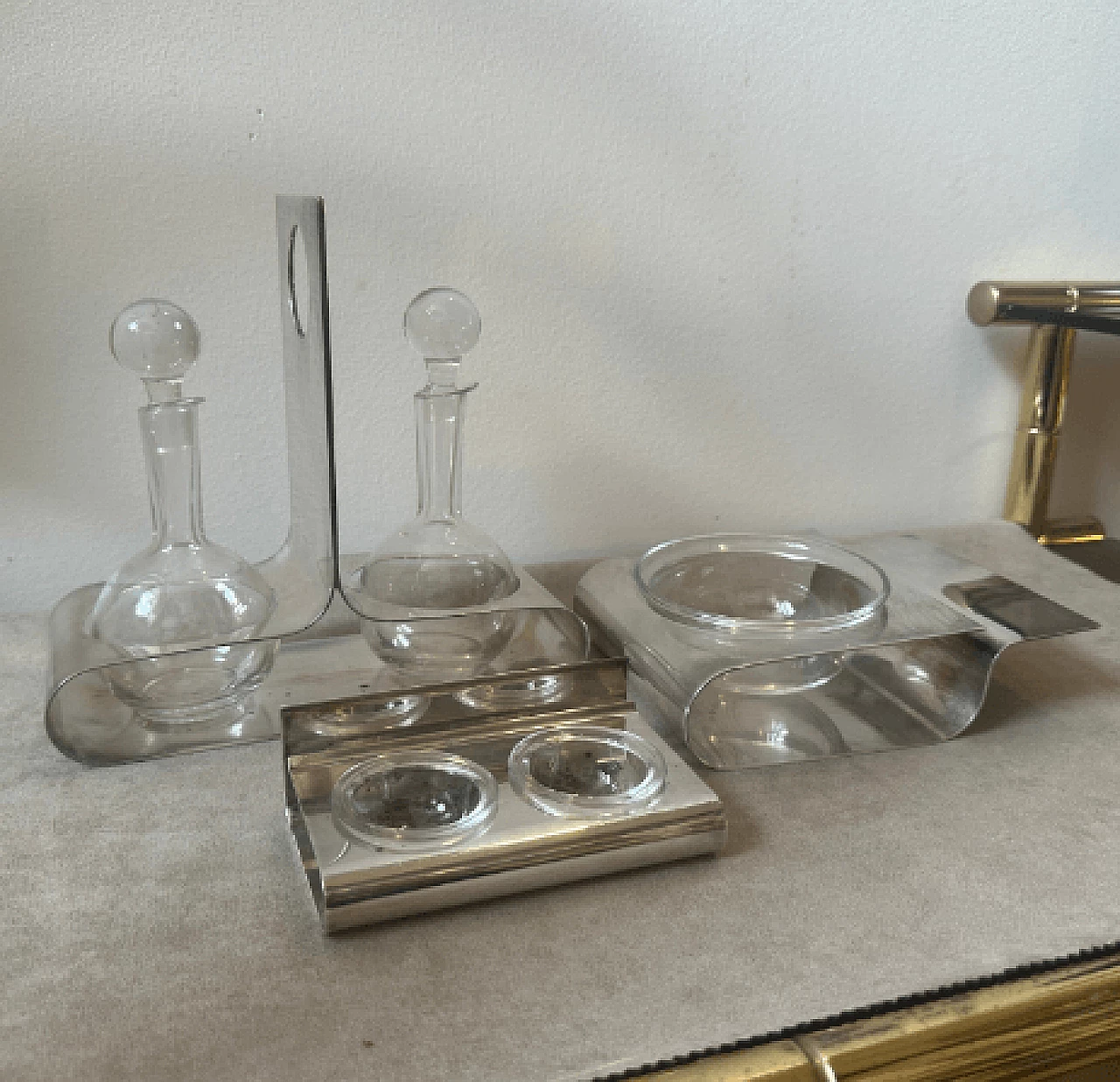 3 Oggetti da portata in metallo placcato argento e vetro di Lino Sabattini, anni '80 2