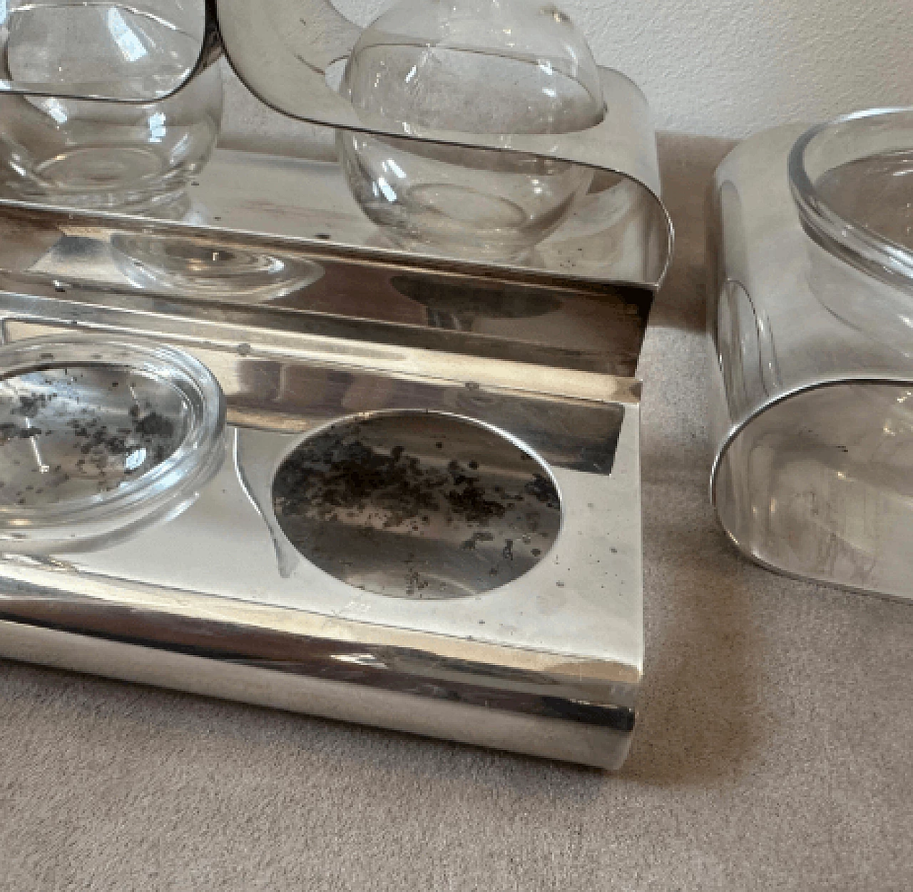 3 Oggetti da portata in metallo placcato argento e vetro di Lino Sabattini, anni '80 3