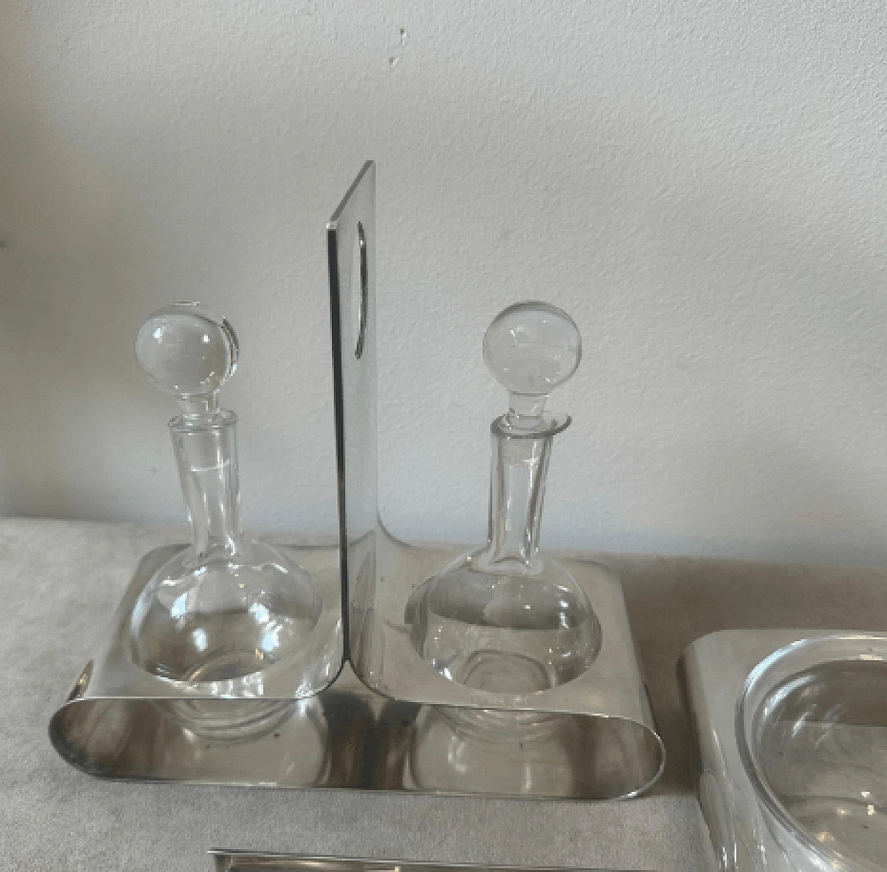 3 Oggetti da portata in metallo placcato argento e vetro di Lino Sabattini, anni '80 7