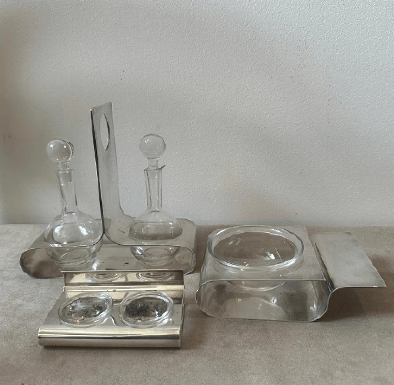 3 Oggetti da portata in metallo placcato argento e vetro di Lino Sabattini, anni '80 8
