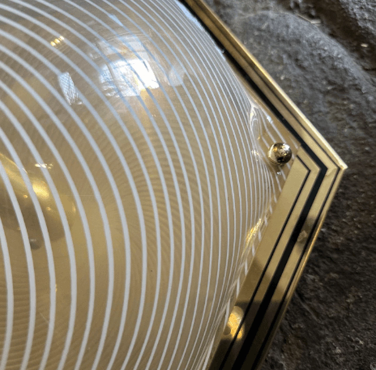 Pair of hexagonal brass and plastic wall lights, 1970s 7