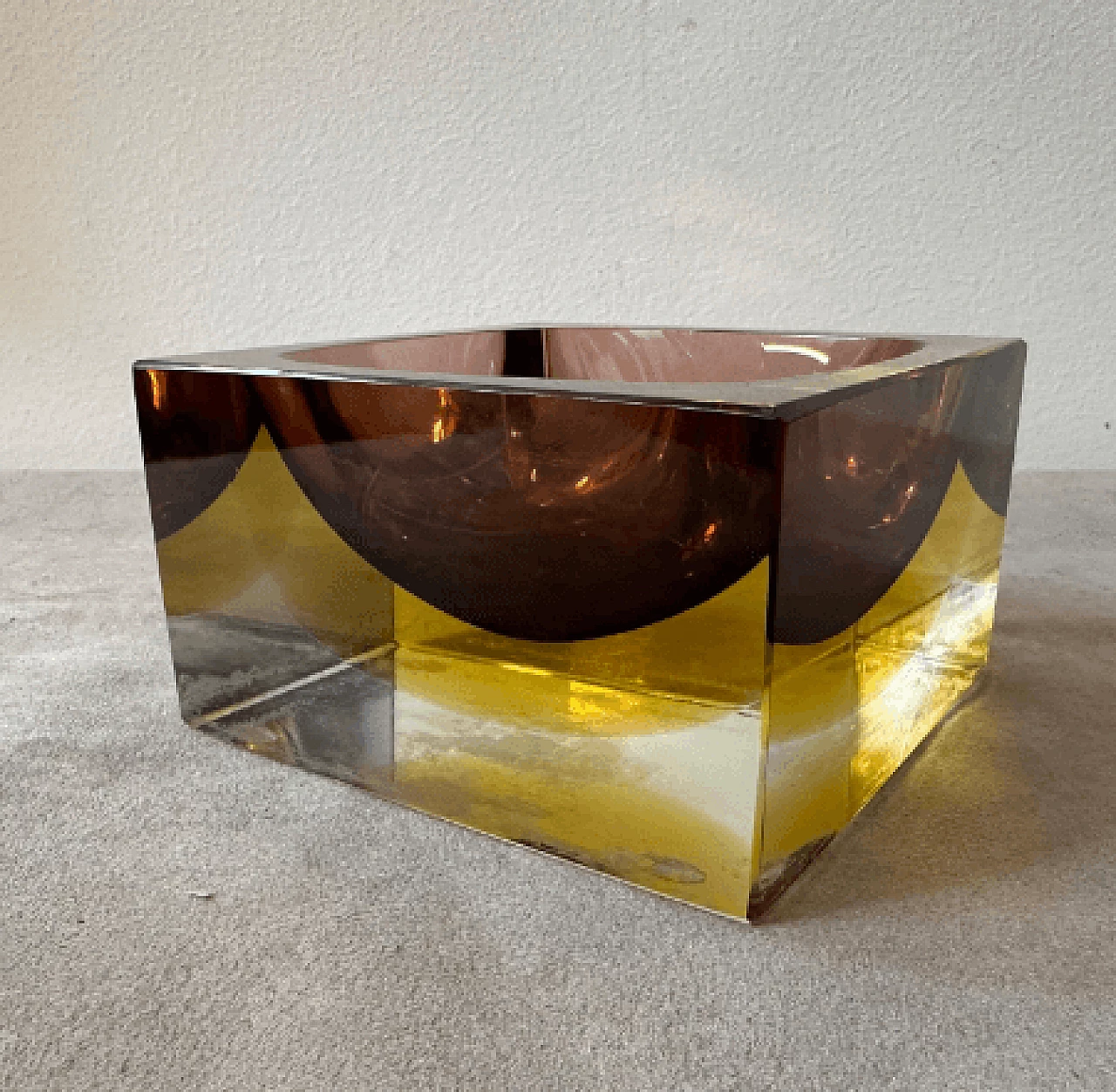 Square submerged Murano glass ashtray by Mandruzzato, 1970s 2