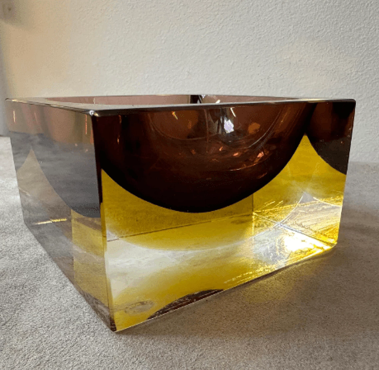 Posacenere quadrato in vetro di Murano sommerso di Mandruzzato, anni '70 3