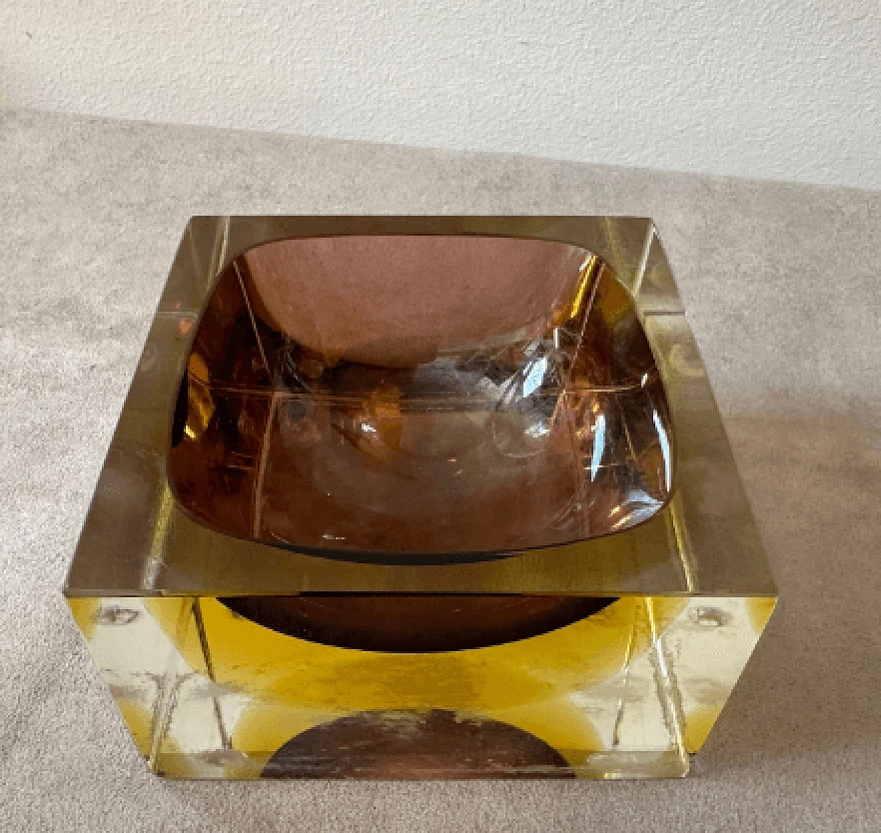 Square submerged Murano glass ashtray by Mandruzzato, 1970s 5