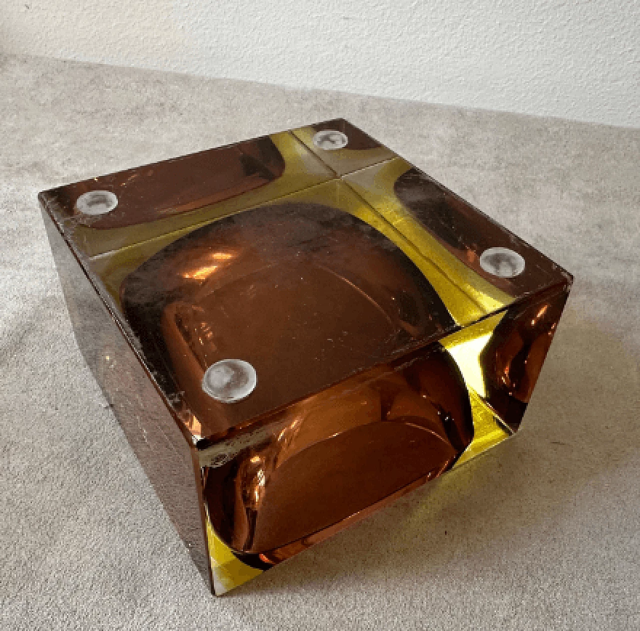 Square submerged Murano glass ashtray by Mandruzzato, 1970s 7