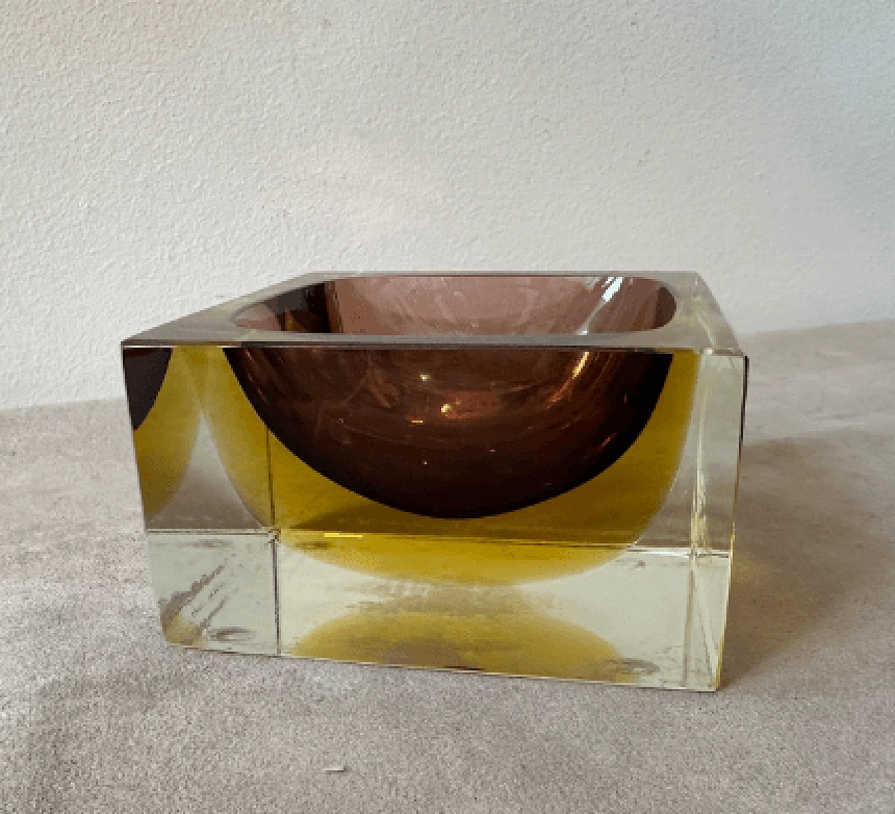 Square submerged Murano glass ashtray by Mandruzzato, 1970s 8