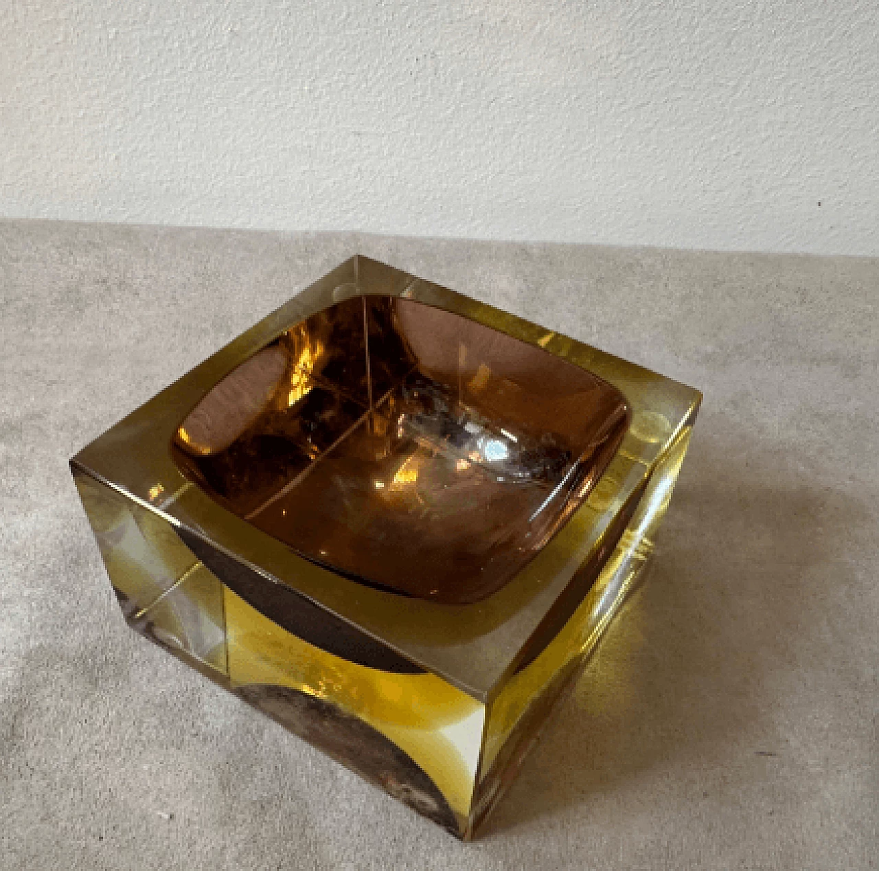 Square submerged Murano glass ashtray by Mandruzzato, 1970s 9