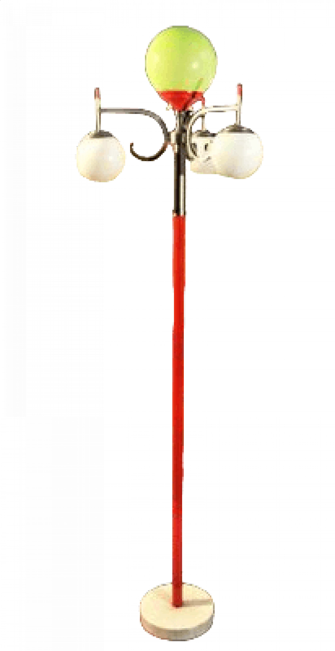 Floor lamp with brass and red laquered metal frame, 1960s 9