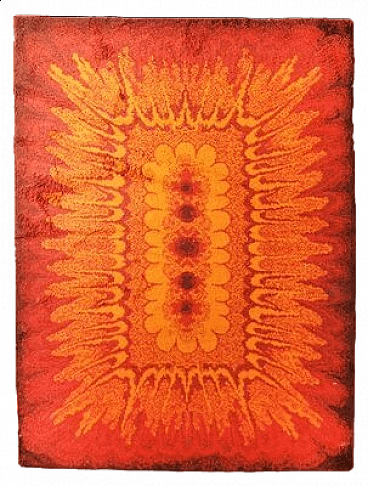 Red and orange Hippie wool rug, 1970s