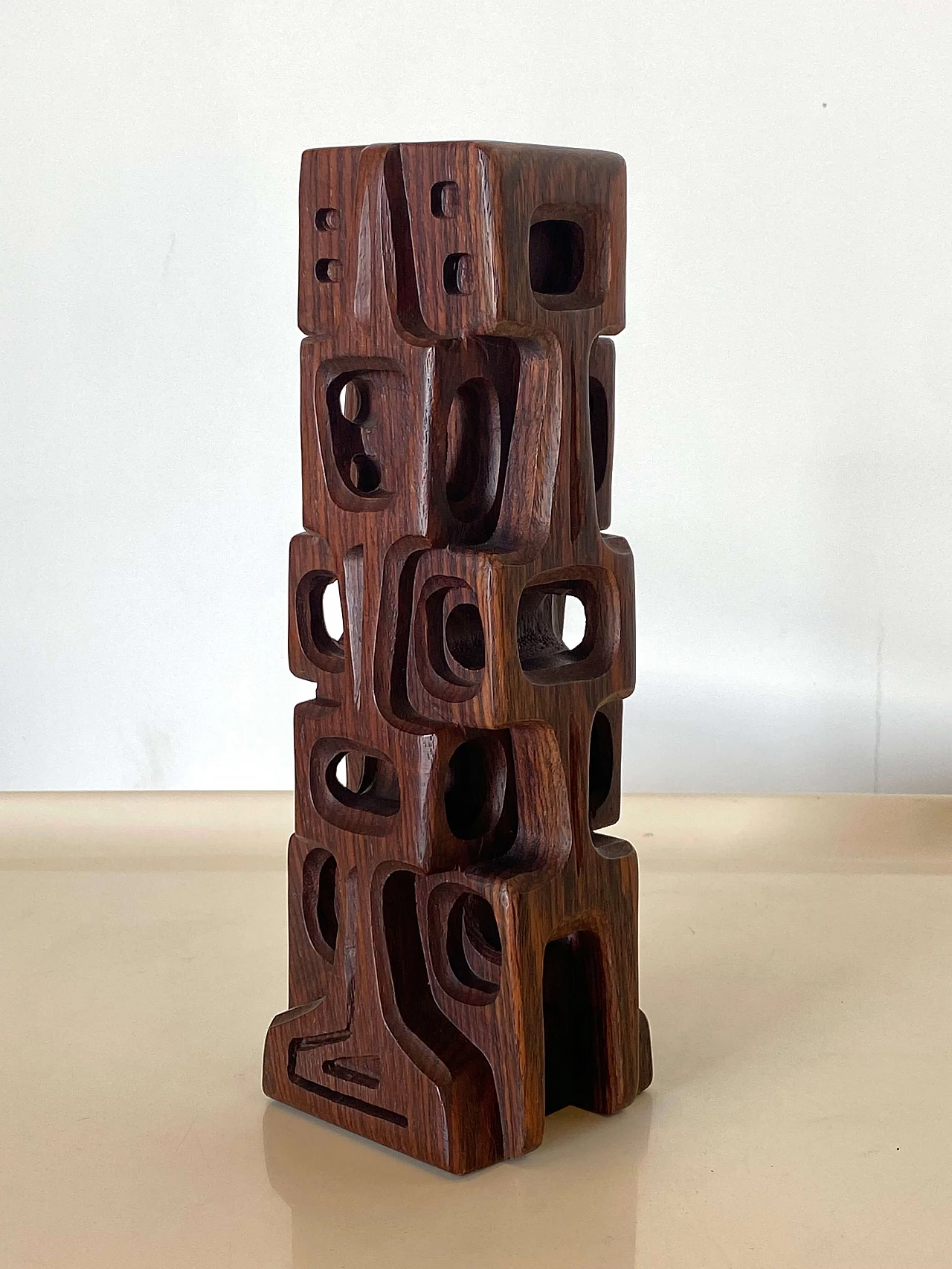 Gianni Pinna, abstract subject, rosewood sculpture, 1960s 2