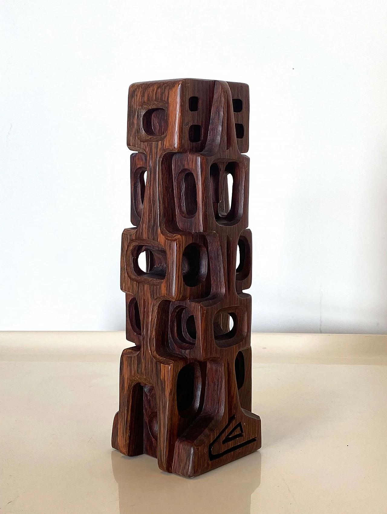 Gianni Pinna, abstract subject, rosewood sculpture, 1960s 5
