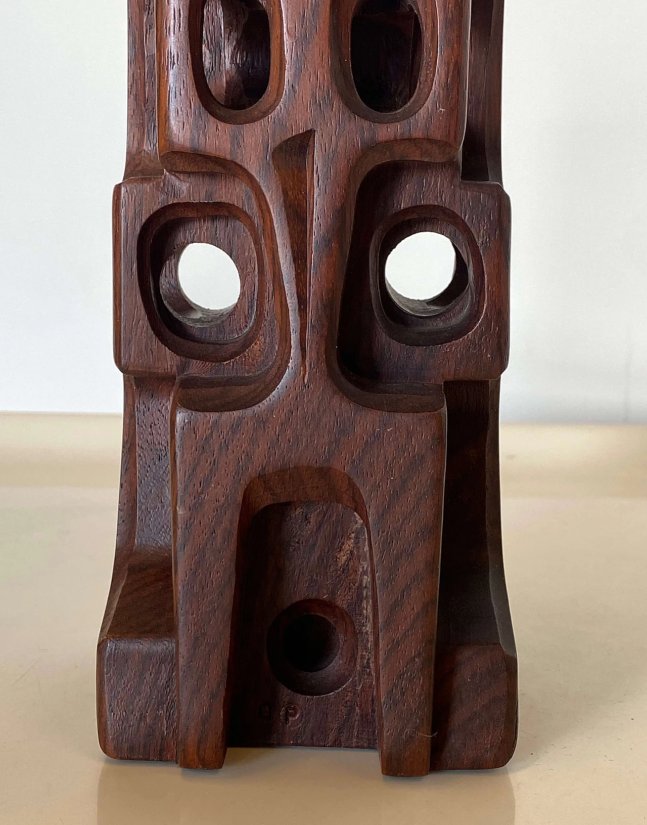 Gianni Pinna, abstract subject, rosewood sculpture, 1960s 10