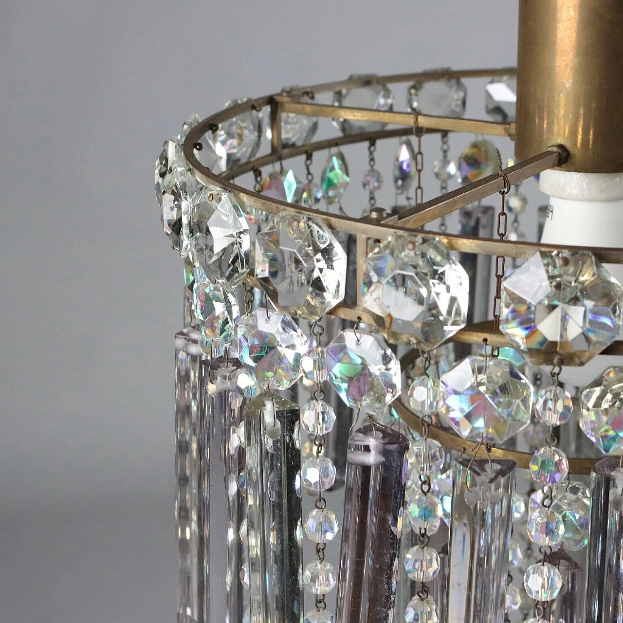 Coppia di Lampadari con pendenti in cristallo e perline in vetro 3