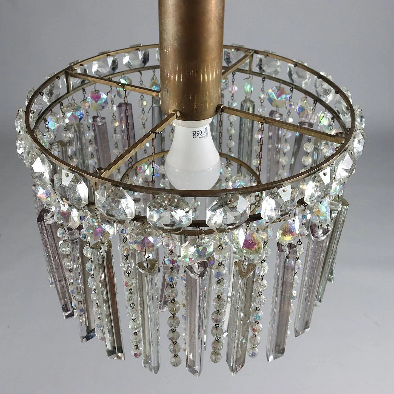 Coppia di Lampadari con pendenti in cristallo e perline in vetro 8