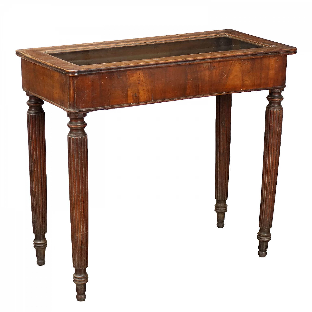 Walnut side table with showcase, early 19th century 1