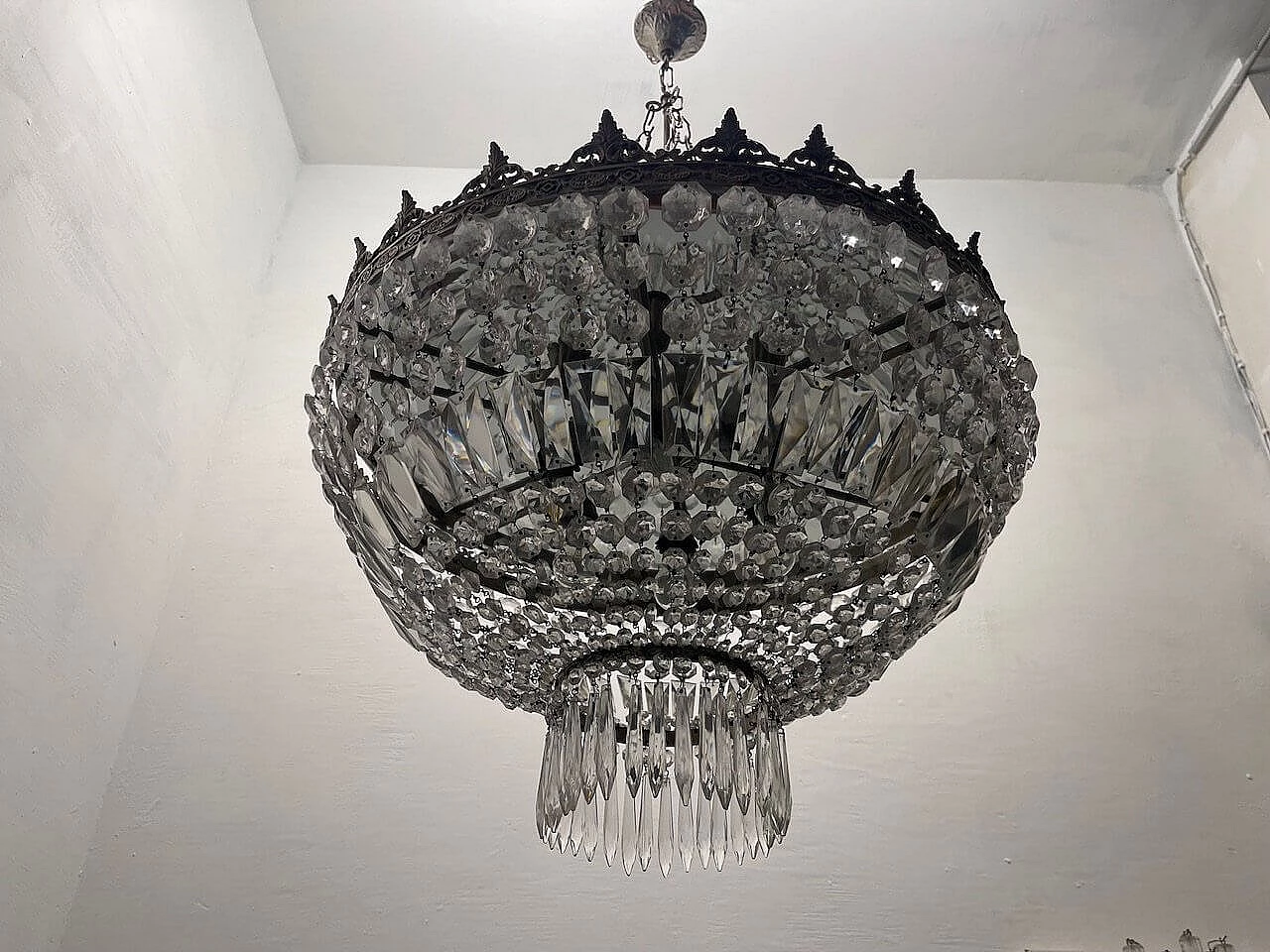 Six-light crystal chandelier, 1950s 5