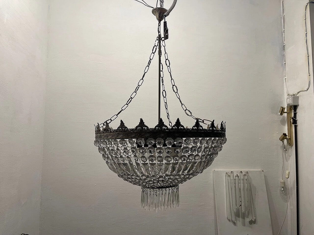 Six-light crystal chandelier, 1950s 6