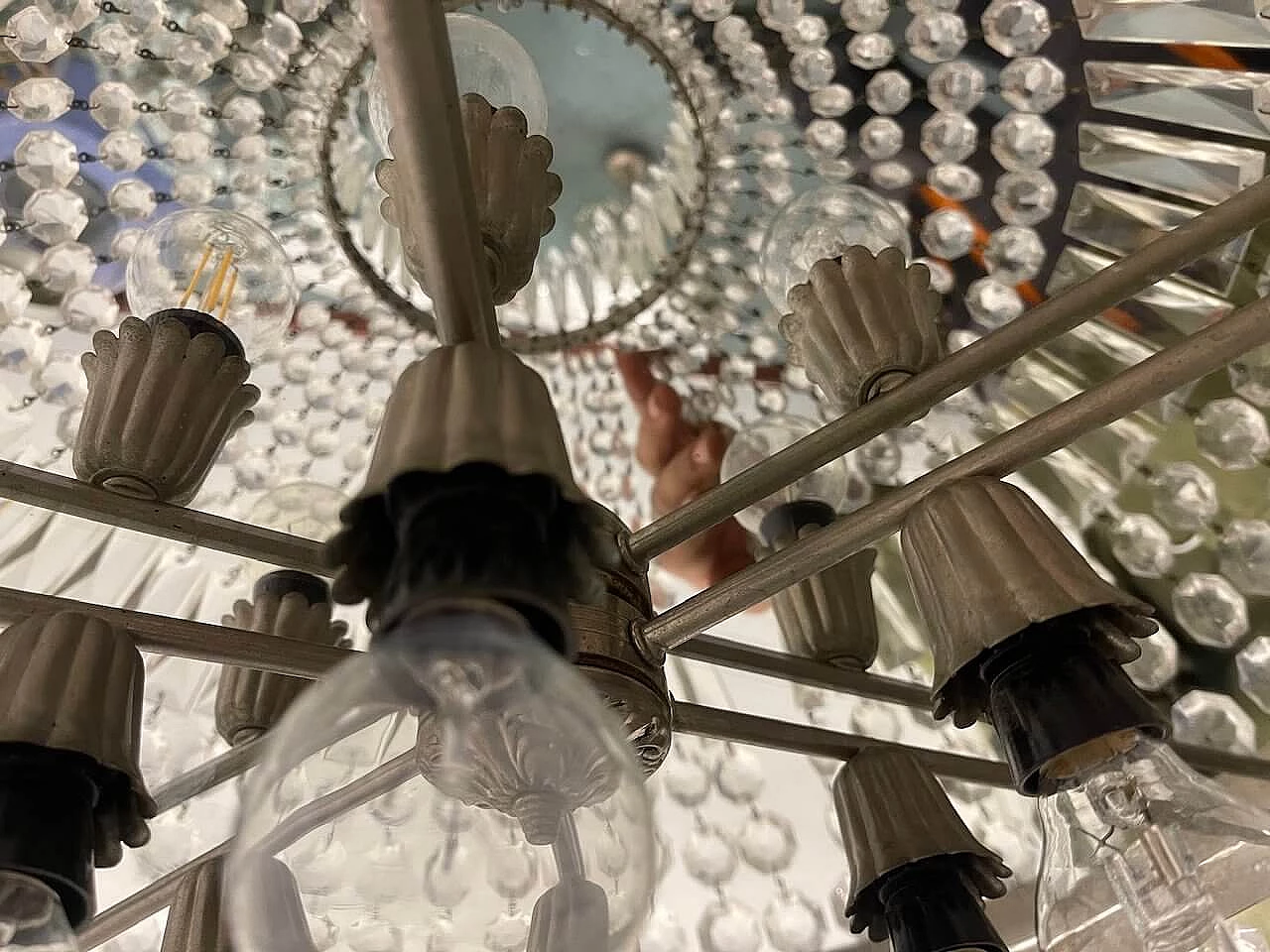 Six-light crystal chandelier, 1950s 8