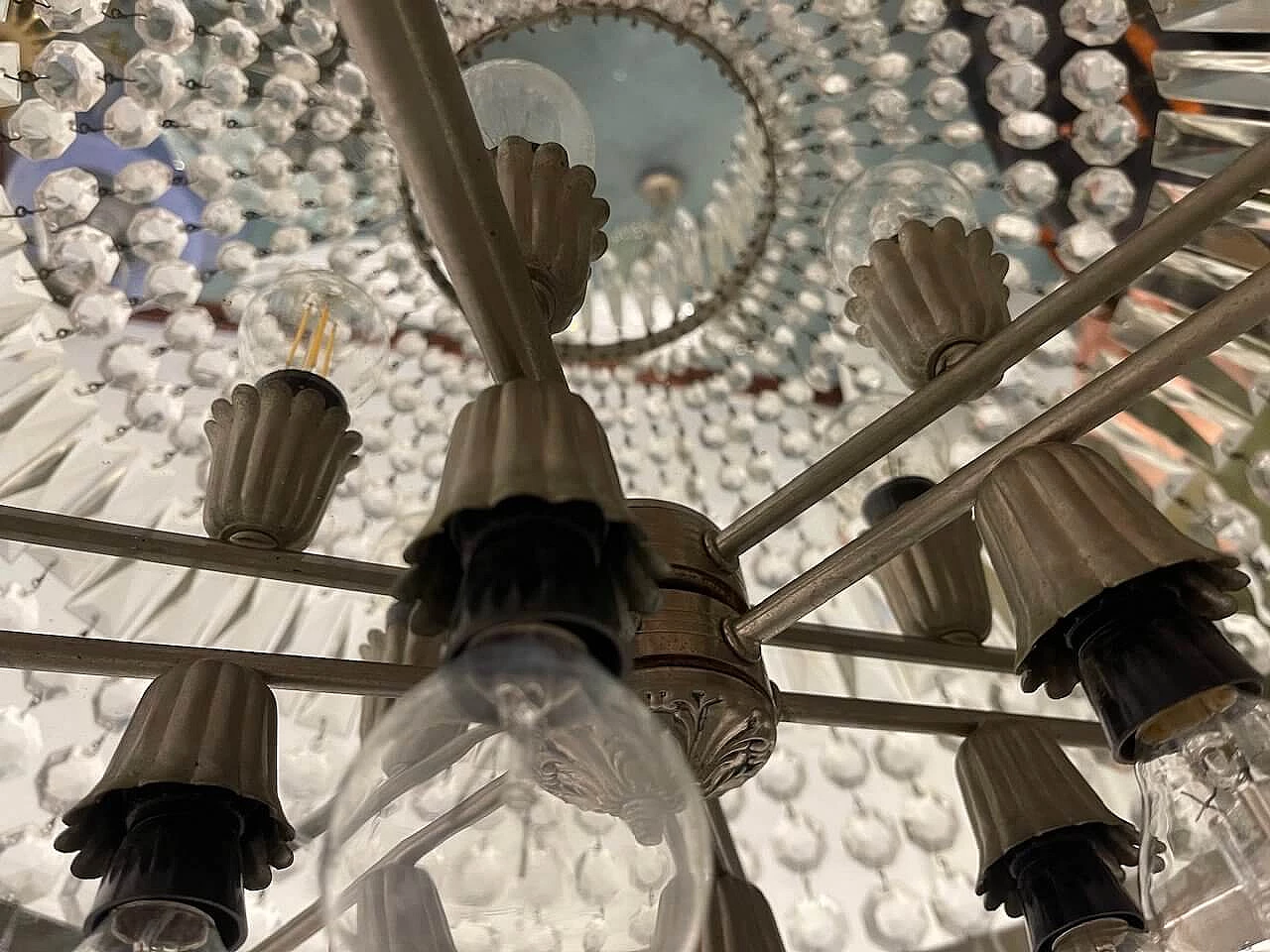 Six-light crystal chandelier, 1950s 9