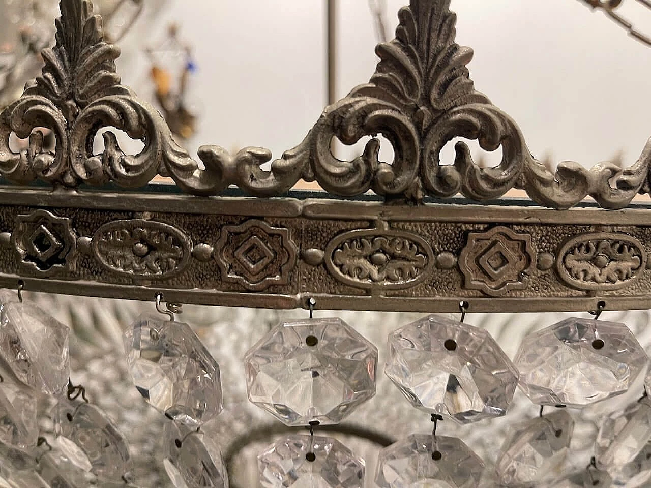 Six-light crystal chandelier, 1950s 10