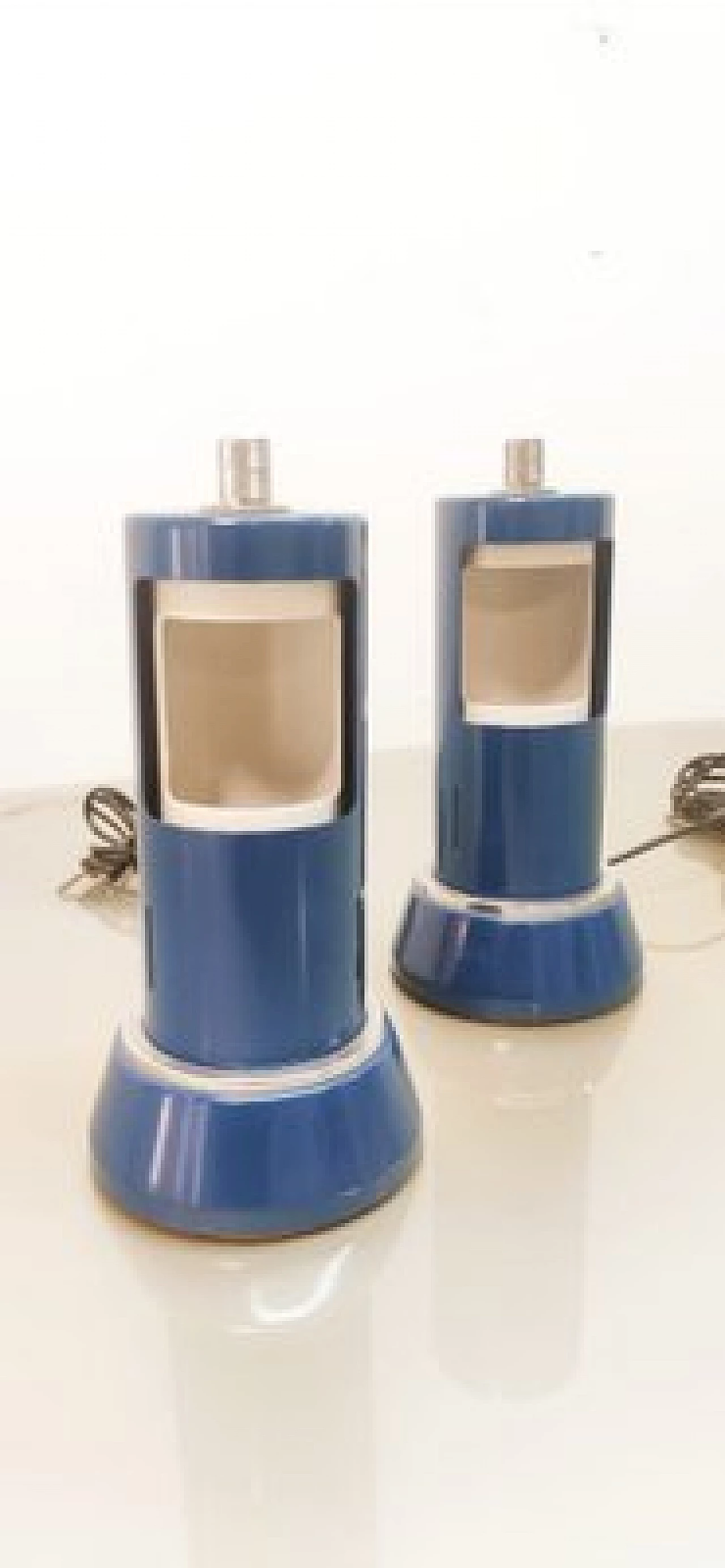 Blue and white metal table lamp, 1960s 7