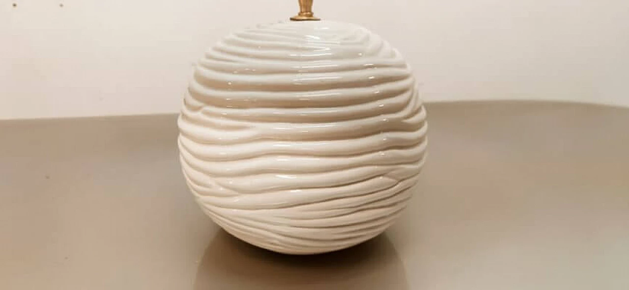 Lampada da tavolo in ceramica bianca con paralume verde acqua, anni '60 6