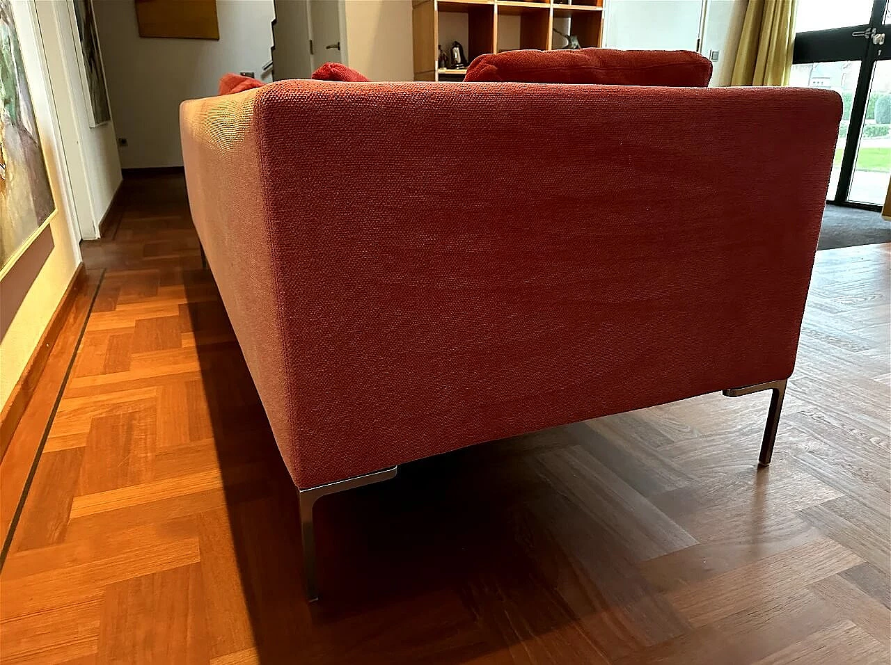 CH228 Charles sofa in red Maxalto-Cat cotton by Antonio Citterio for B&B Italia 2