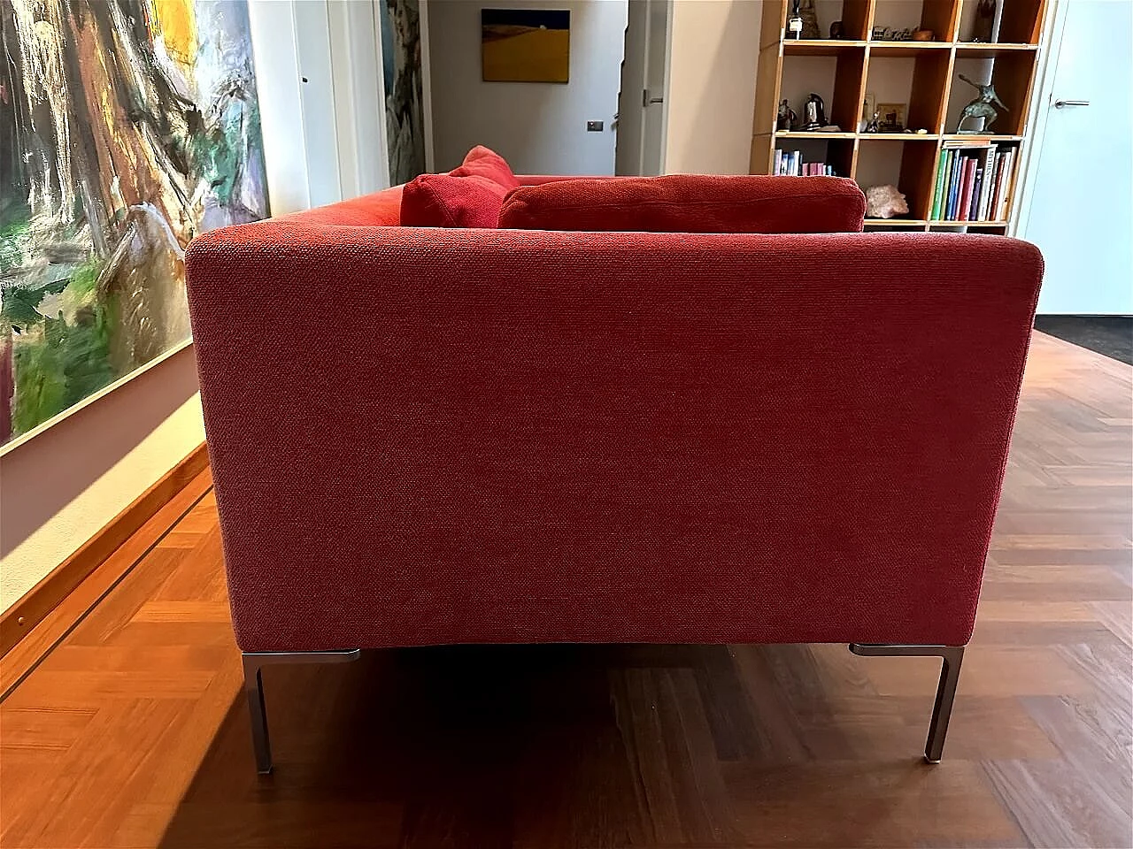 CH228 Charles sofa in red Maxalto-Cat cotton by Antonio Citterio for B&B Italia 3