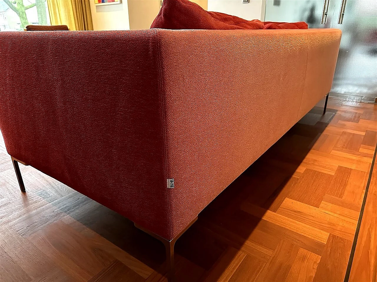 CH228 Charles sofa in red Maxalto-Cat cotton by Antonio Citterio for B&B Italia 4