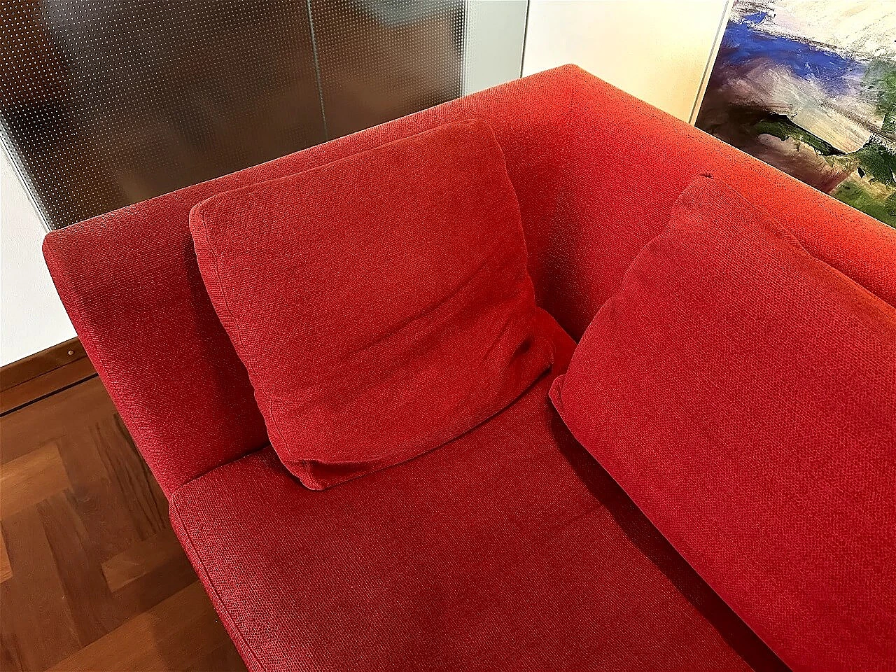 CH228 Charles sofa in red Maxalto-Cat cotton by Antonio Citterio for B&B Italia 21