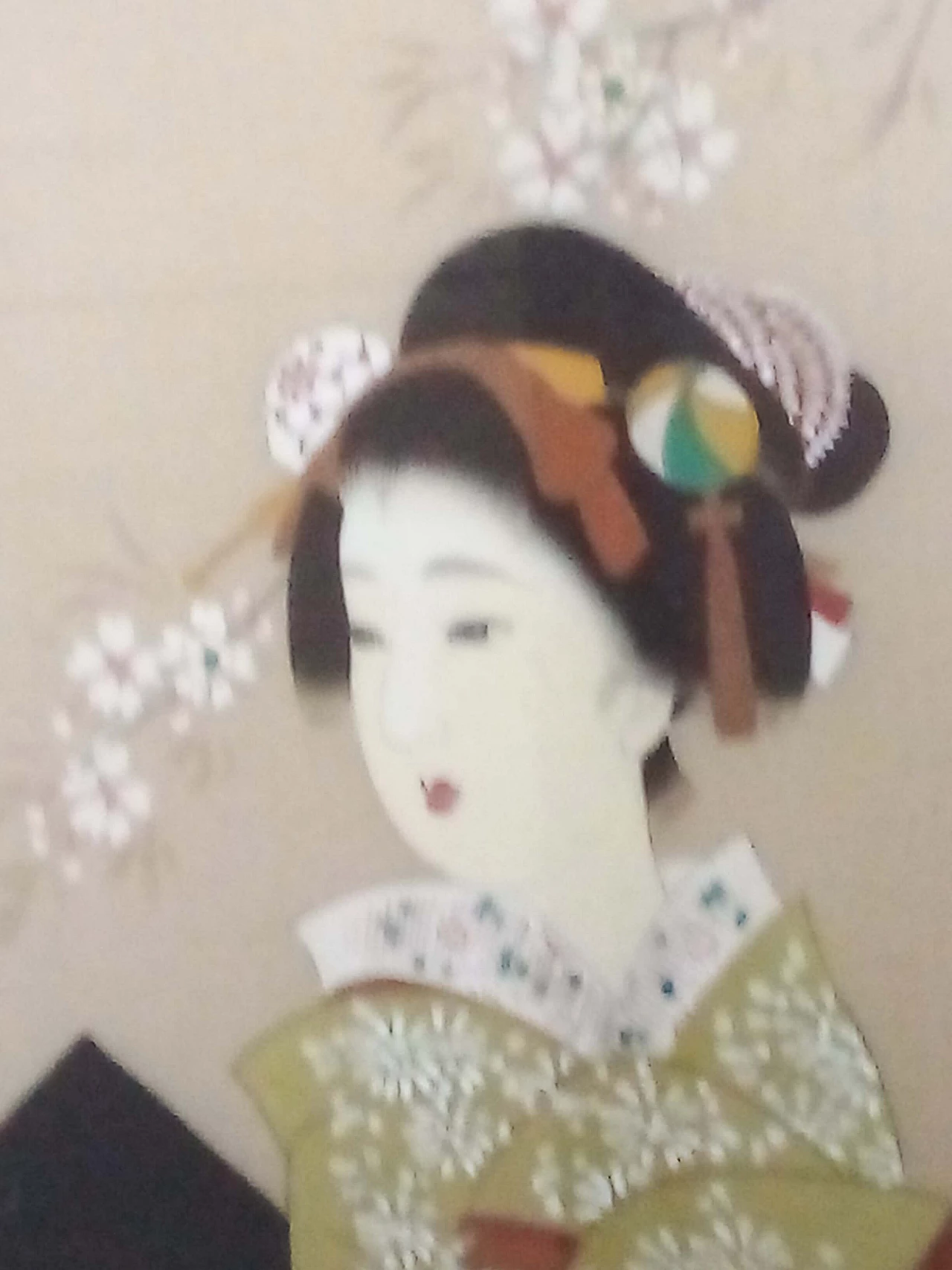 Dipinto giapponese su seta raffigurante geisha, fine '800 7