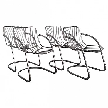 4 Chromed metal armchairs by Gastone Rinaldi, 1960s