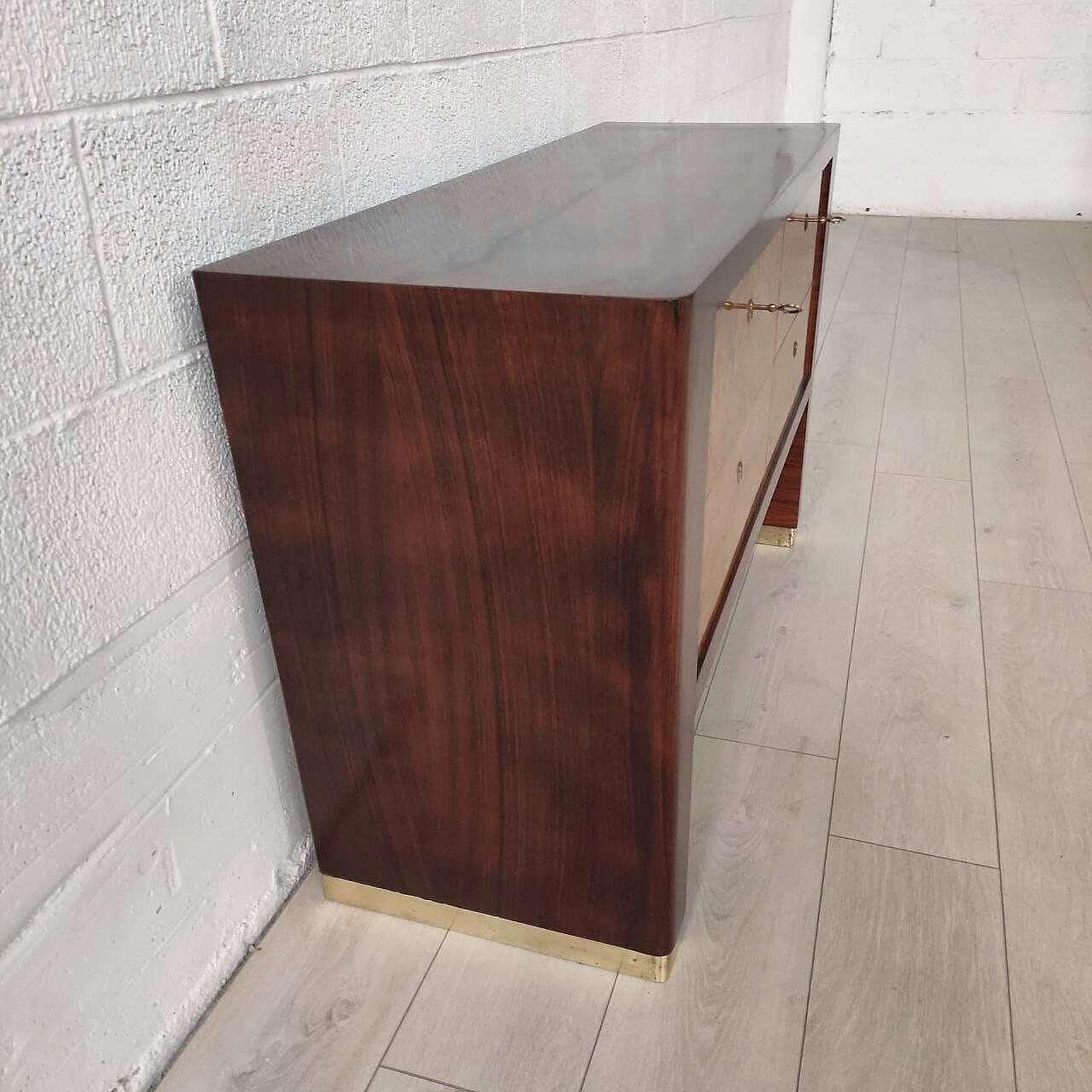 Maple-root veneered wood chest of drawers, 1950s 6